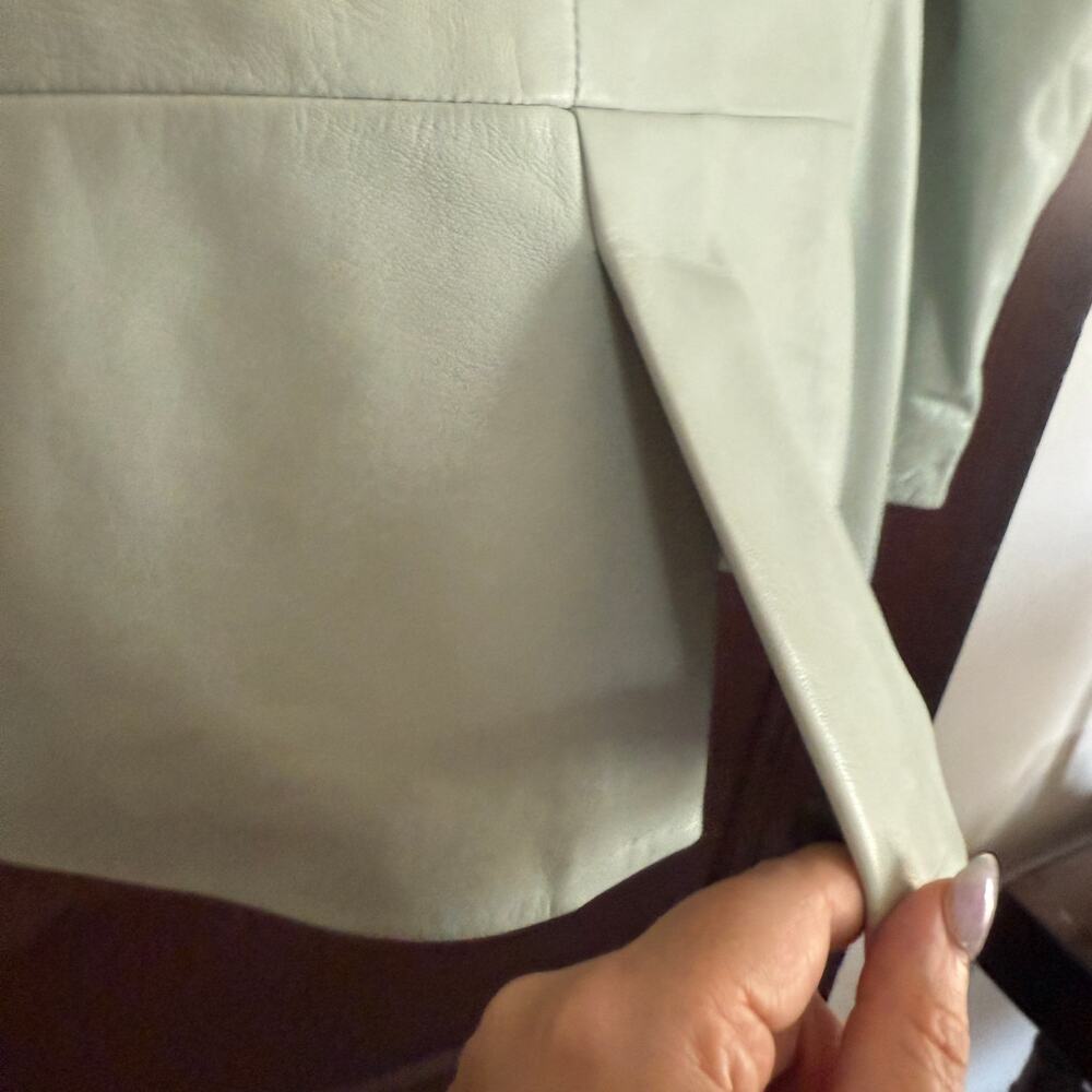 MASSIMO REBECCHI Y2K Vintage Sage Green Calfskin Blazer Leather Jacket Small - Picture 6 of 10